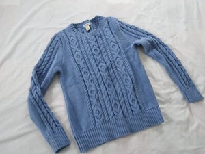 LL Bean Sweater. XS petite. Blue Cotton Cable - Picture 1 of 12