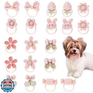 20 Pcs Puppy Hair Bows Light Pink Small Dog Hair Bows with Rubber Bands for S - Picture 1 of 5