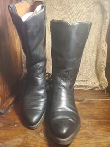 Vtg Acme Brand Black Cowboy Boots 5720 Neolite HIlls Leather Soles Men's Size 9 - Picture 1 of 24