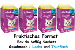 NASSFUTTER WHISKAS KATZENFUTTER MITTAGESSEN AUSWAHL AN FISCH BOX 4x 6x50g BEUTEL - Bild 1 von 6