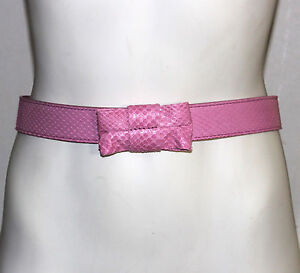 J. CREW Collection pink snakeskin bow belt M 