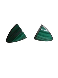 Vintage Estate Malachite Sterling Sliver .925 J Gomez Signed post earrings - Picture 1 of 4