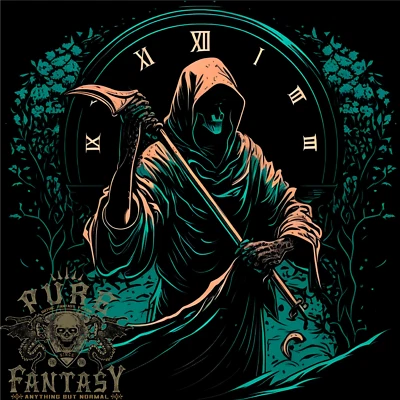 Sensenmann Time Totenkopf Death Gothic Herren Baumwolle T-Shirt - Bild 1 von 3