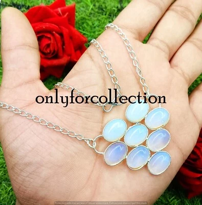 Collar elegante de 1 pieza enchapado en plata de ley 925 con piedras preciosas de opalita de opalita de nueva llegada Foto 1 de 4