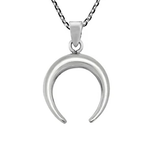 Lunar Eclipse Upside Down Crescent Moon Sterling Silver Pendant Necklace - Picture 1 of 5