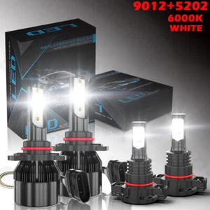 2Pair 9012 LED Headlights + 5202 Fog Light Bulbs for Chrysler 200 2011-2014 - Imagen 1 de 12
