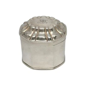 Tiffany & Co Sterling Silver Gold Wash Interior Tea Caddy Box w/Mono #20376 - Picture 1 of 10