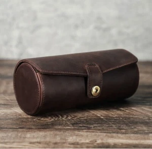 Uhrenbox Aufbewahrungsetui Leder Organizer Halter für 2 Uhren und 4 Manschettenknöpfe - Bild 1 von 7