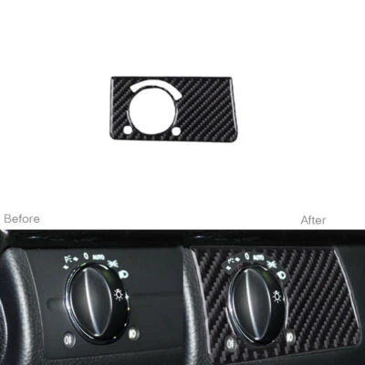 Cubierta del marco del interruptor del faro de fibra de carbono para Mercedes-Benz Clase E W211 03-09  Foto 1 de 4