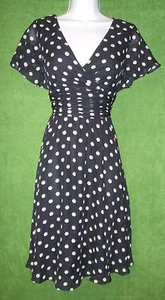 Jessica Howard Blue White Polka Dot Chiffon Ruched Padded Social Dress 6 $89 - Picture 1 of 7