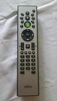 Fujitsu Genuine OEM RM 2E CP300375-01 TV Remote Control Silver Black Original - Image 1 of 3