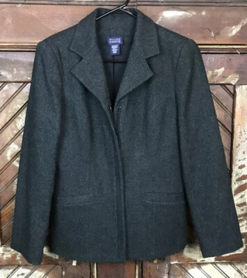 Chaqueta de Lana HILLARD & HANSON Gris Bolsillos con Cremallera Carrera Mujer Talla 8 Foto 1 de 4