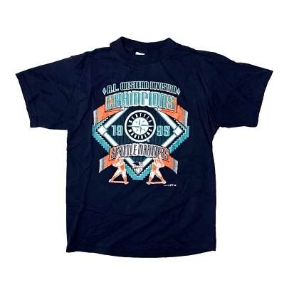 Vintage Seattle Mariners 1995 Western Division Champions Men's T-Shirt X-Large - Image 1 of 4