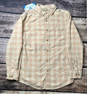 Scandia Woods Corduroy Plaid Shirt Men's Medium Button Up Long Sleeve Peach - Picture 1 of 6