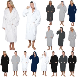 100% Cotton Soft Terry Towelling Mens Ladies Bathrobe Dressing Gown Womens Robe - Picture 1 of 127