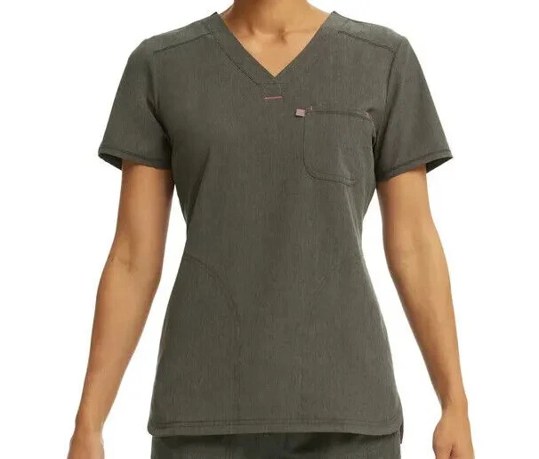 Scrubstar Women's Henley Top Dark Gray Medium