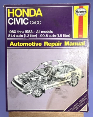 Manual de reparación automotriz Haynes Honda Civic CVCC 1980 a 1983 todos los modelos 633 Foto 1 de 4