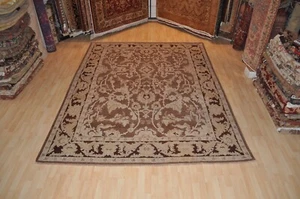 _HANMDADE_RUG_ 9x12 Ft. GENUINE Mahal AUTHENTIC mocha light brown plum rust sand - Picture 1 of 12