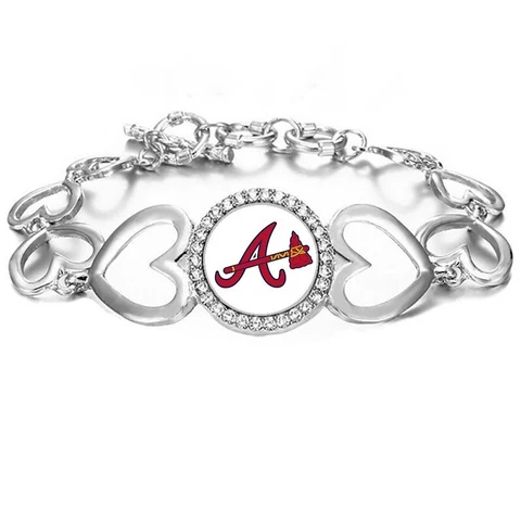 Atlanta Braves Women's Silver Adjustable Heart Bracelet w Gift Pkg D27 Cover