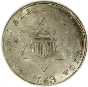 ๐ฅถ๐โค๏ธโ๐ฅ๐ฅ๐ฅ๐NGC MS64 1853 3 CENT SILVER - Picture 1 of 3