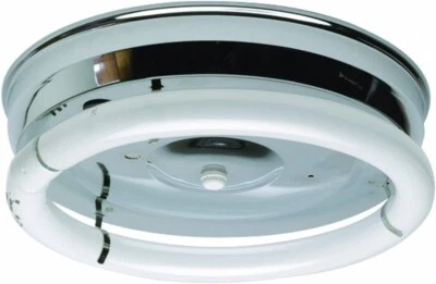 2- 32 Watt Chrome 12 inch Round Ceiling Vintage Kitchen Light Fixture Circline - Image 1 of 3