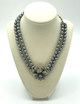 Heidi Daus Necklace Passionate Posey Beaded Grey Authentic Signed EUC - Image 1 of 4