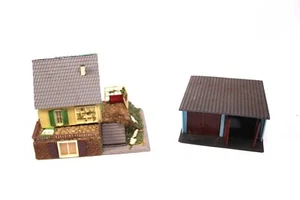 Juego de 2 piezas vivienda garaje maqueta de ferrocarril madera cartón plástico vía H0 - Imagen 1 de 8
