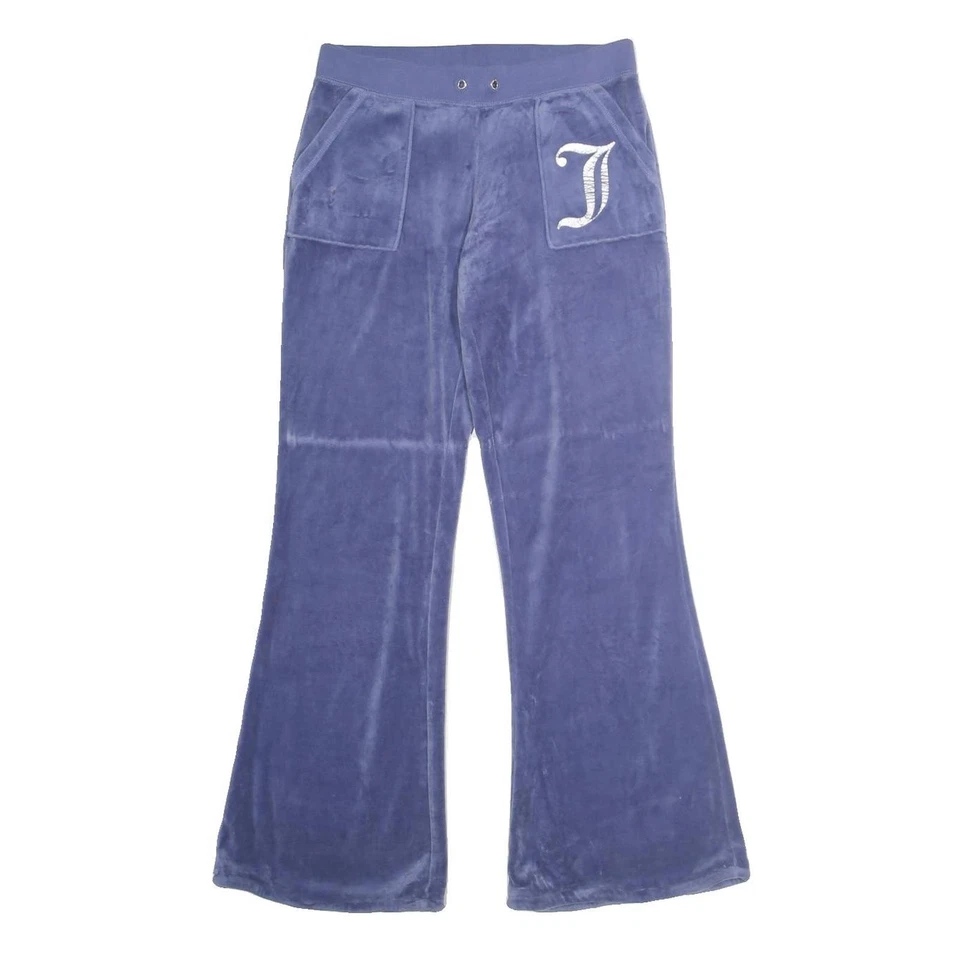Joggers para mujer JUICY COUTURE azules ajustados pierna ancha S W28 L30 logotipo de terciopelo Foto 1 de 4
