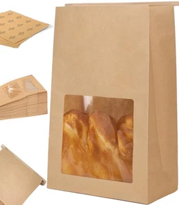 Perenllareta 50 Pack Heavy Duty Sourdough Paper Bags Resealable with Window f... - Picture 1 of 7