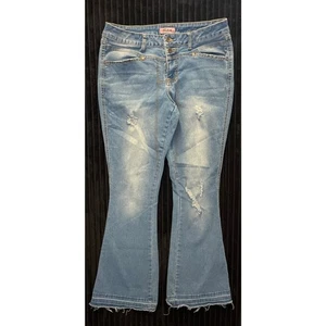 True Luck True Leech Women’s Light Wash Flare Jeans – SZ 14, Distressed, Raw hem - Picture 1 of 6
