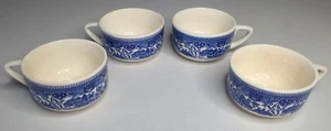 Cuatro tazas vintage de mango de punta baja Royal China EE. UU. Blue Willow Ware - Imagen 1 de 22