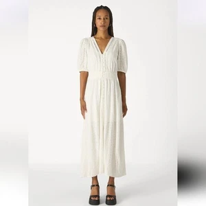 Maxi abito Gap bianco manica a sbuffo occhielli bottoni Cottagecore Girly taglia 2XL' - Foto 1 di 12