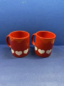 Set Of 2 Waechtersbach Red White Heart Coffee Tea Cup Mug Spain - Picture 1 of 4