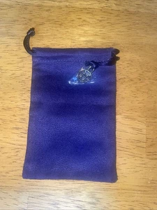 Tory Burch Navy Jewelry Pouch w/Gold Logo Charm Drawstring New Small - Picture 1 of 2