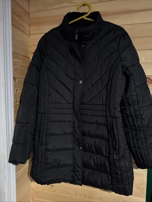 Abrigo acolchado Liz Claiborne para mujer talla XL negro cremallera completa sin capucha Foto 1 de 3