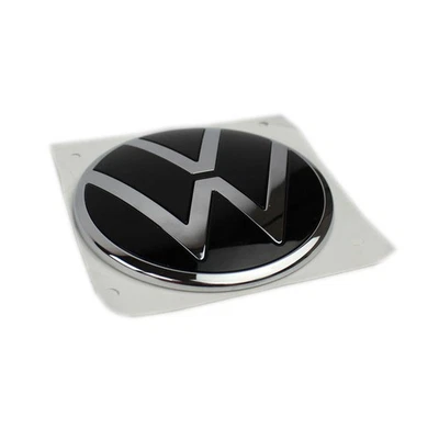 VW Emblem 11cm Chrom Schwarz 110mm selbstklebend Umbau Facelift neues VW Logo - Bild 1 von 4