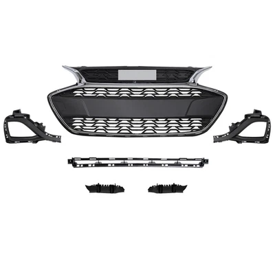 New Front Upper+Lower Grille Assembly For 2019-2022 Chevy Spark Black & Chrome - Imagem 1 de 4
