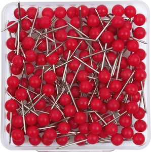 1/8 Inch Map Tacks, Push Pins Plastic round Head, Steel Point, Red Colors, 100-C - Picture 1 of 6