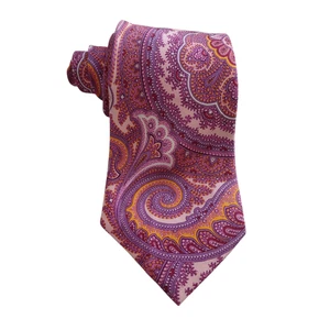 Corbata Chaps para hombre 100 % seda audaz cachemira rosa púrpura naranja corbata hecha a mano - Imagen 1 de 9