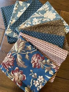 Civil War Reproduction Fabrics- Newcastle, Windham, Moda - 8 Fat Quarters VTG - Picture 1 of 12