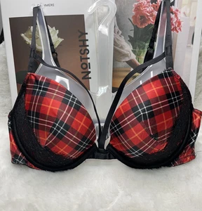 Sujetador Victoria's Secret Tartán Cuadros Vintage Push Up Encaje Con Aros Acolchado 34B - Imagen 1 de 18
