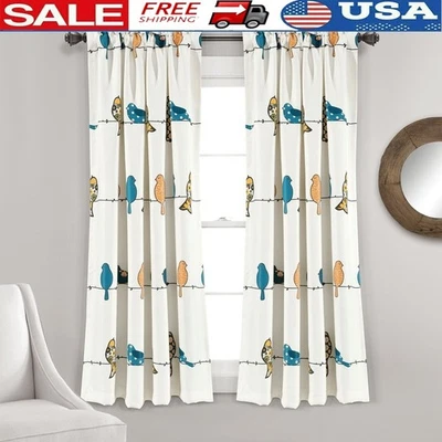 Rowley Birds Room Darkening Curtains 2 Panel Set Animal Print Window Treatment - Image 1 of 4