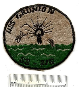 Submarino Segunda Guerra Mundial USS GRUNION SS-216 SEGUNDA GUERRA MUNDIAL PERDIDO Subbarco Marina de los Estados Unidos Parche de Hombro USN - Imagen 1 de 2