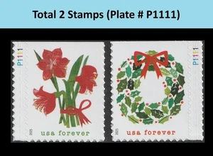 US 6033 6034 Holiday Cheer F plate single set 2 MNH 2025 - Picture 1 of 3