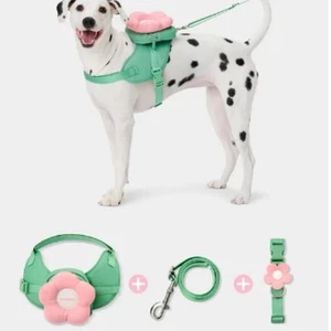 Vetreska Small Dog Harness Backpack Collar Leash Set Pink and Green Size XS NEW - Picture 1 of 15