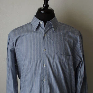 Perry Ellis Portfolio Blue Striped Long Sleeve Athletic Fit Shirt Sz 16 1/2 USA - Picture 1 of 8