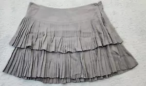 Kensie Flare Skirt Womens Size 6 Gray Solid Tired Ruffle Lined Side Zipper - Picture 1 of 7