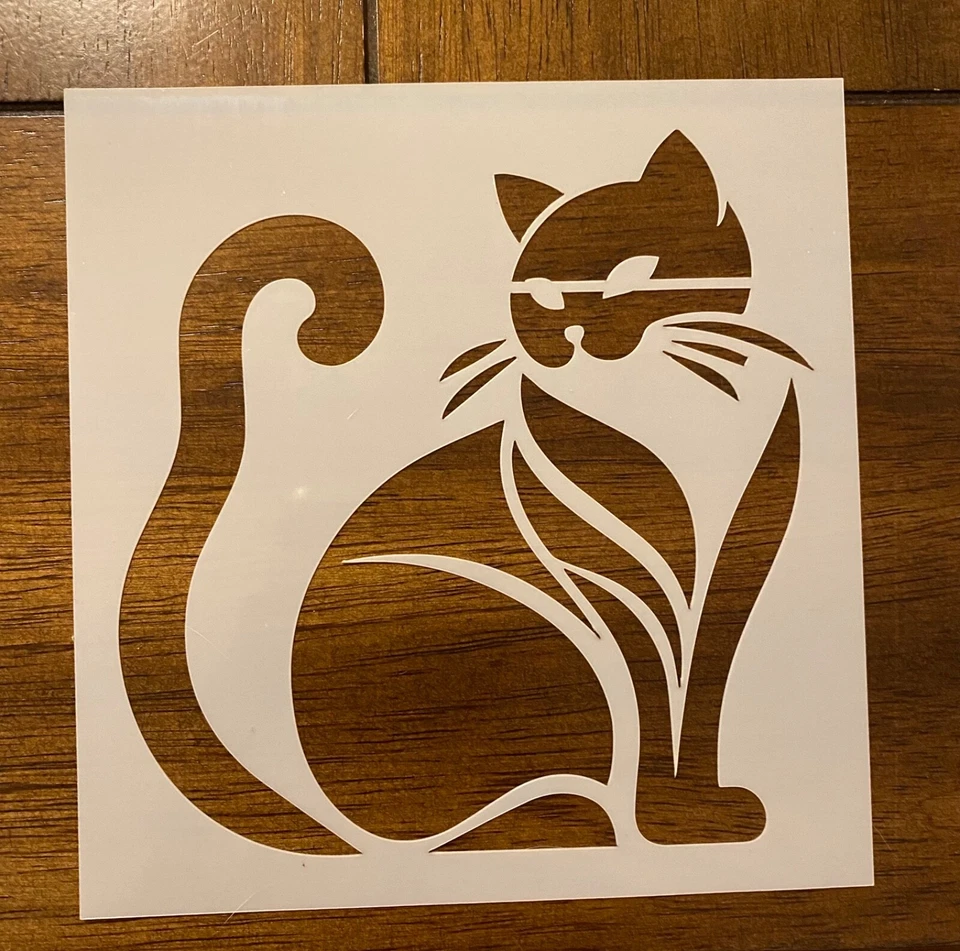 Plantilla de Mylar de corte láser reutilizable para gatos de 10 mil suministros de arte de pintura Foto 1 de 1