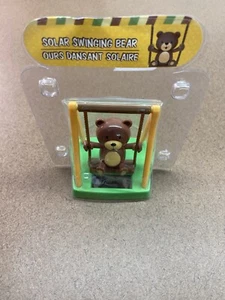 Solar Powered Dancing Bobble Head Swinging Bear On Swing - Picture 1 of 3