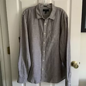 Banana Republic Shirt Men XL Taupe Linen Chambray Slim Fit Long Sleeve Button Up - Picture 1 of 11